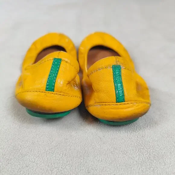 Tieks Flats Womens 6 Mustard Yellow Leather Ballet Slip On Shoes Preppy Shoes - Picture 6 of 9